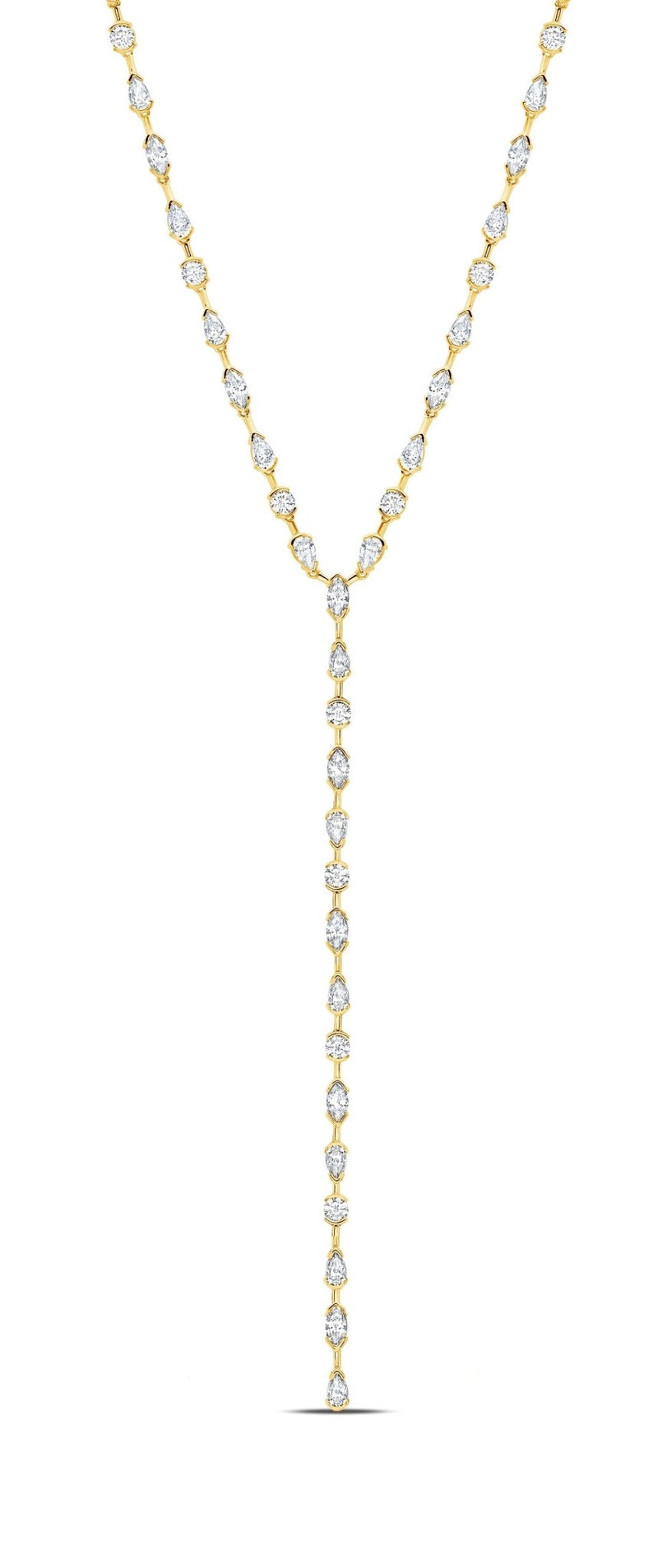 Lavish Y-Shaped CZ Necklace Finished in 18kt Yellow Gold - CRISLU