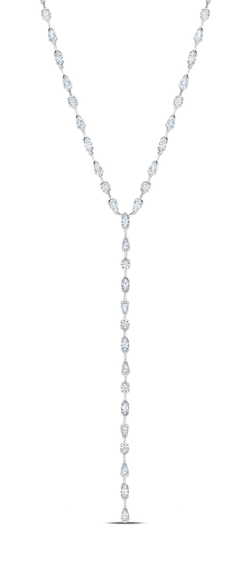 Lavish Y-Shaped CZ Necklace Finished in Pure Platinum - CRISLU