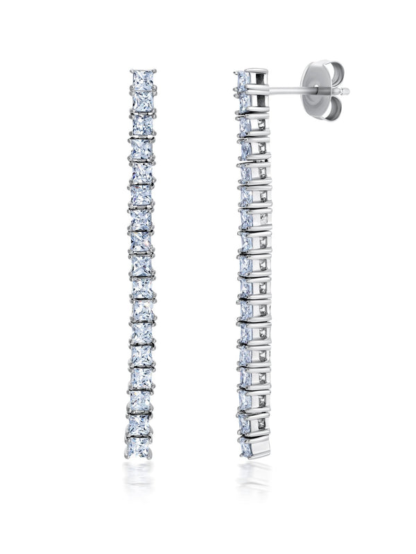 Linear Earring with 2mm Round Stones - CRISLU