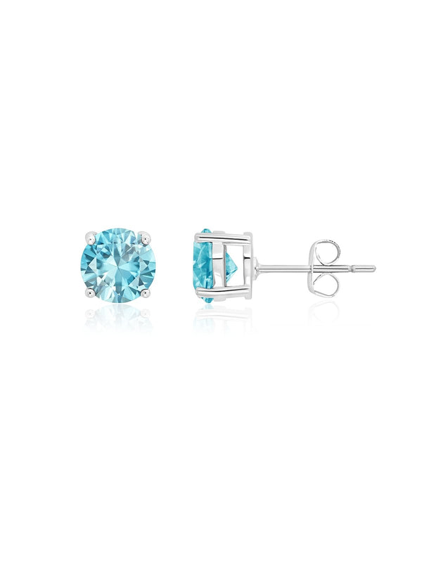 March Birthstone Stud Earrings Finished in Pure Platinum - CRISLU