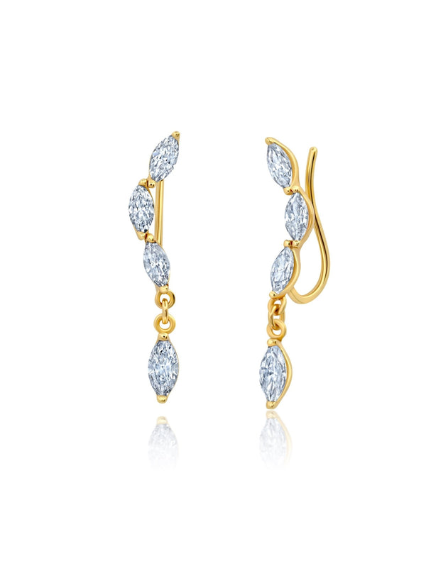 Marquis Cut Crawler Earring With Small Drop - CRISLU