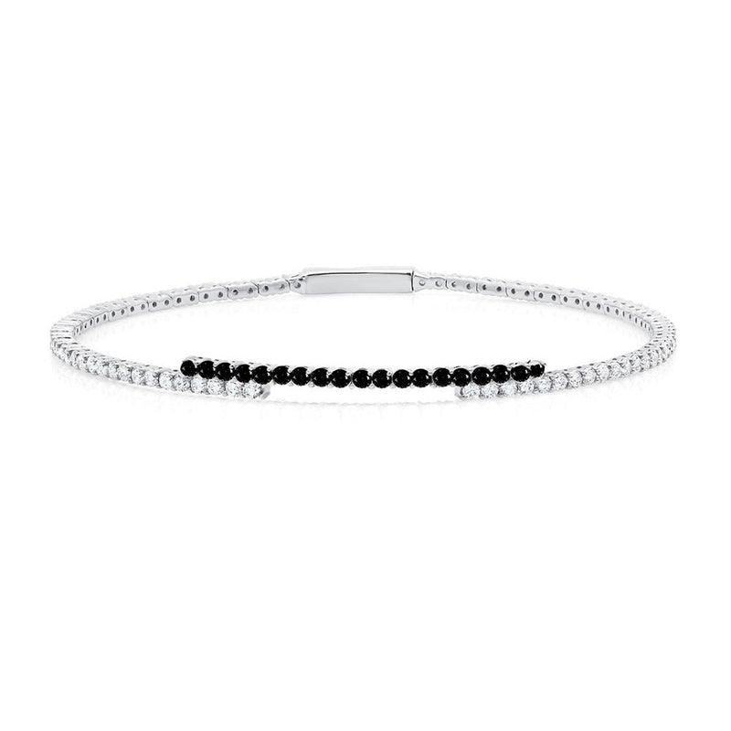 Medium 8'' Regal Flex Bangle With Black Stones - CRISLU