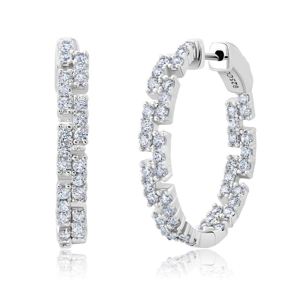 Medium Clear Regal Inside Out Round Cut Hoop Earrings - CRISLU