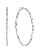 Medium Pave Hoop Earrings Finished in Pure Platinum - CRISLU