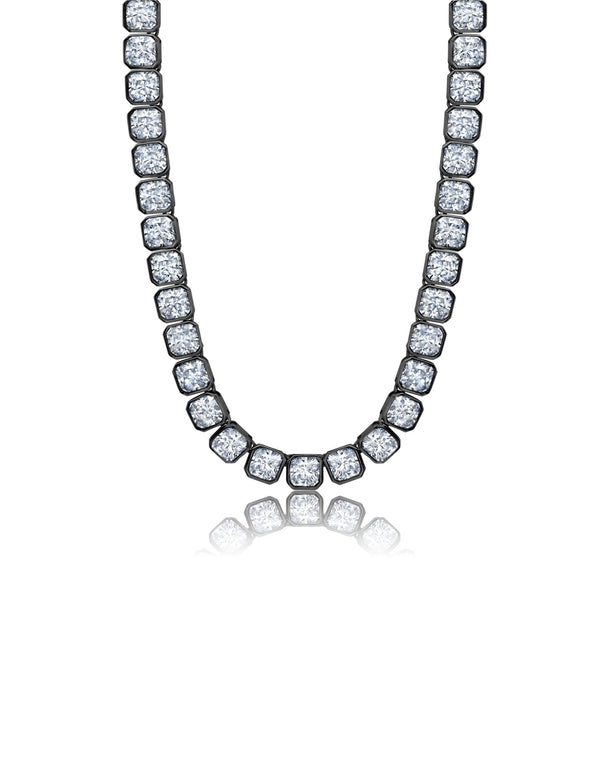 Mens Asscher Cut 20" Necklace Finished in Black Rhodium - CRISLU