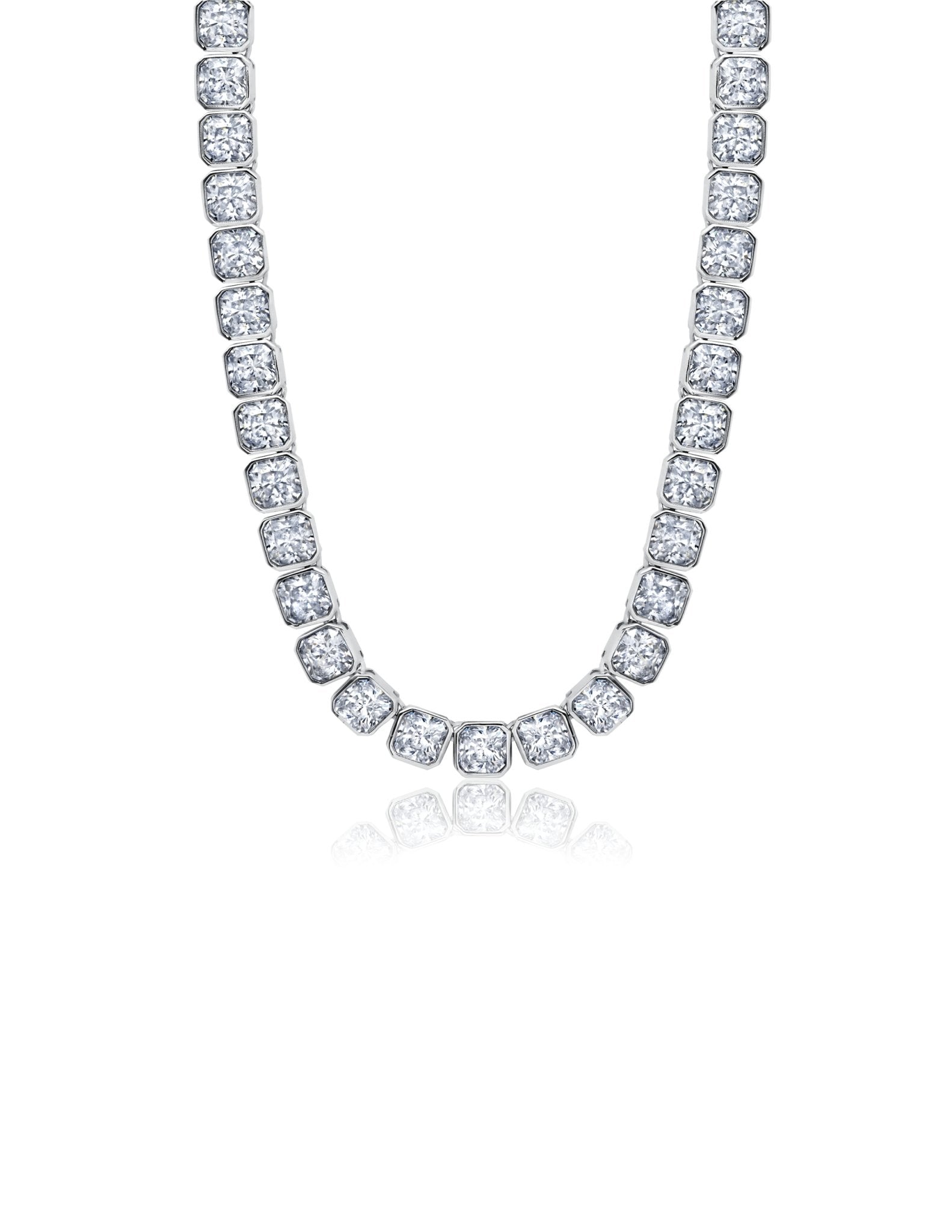 Mens Asscher Cut 20" Necklace Finished in Pure Platinum - CRISLU