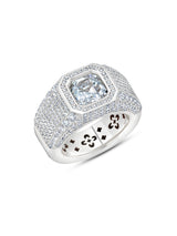 Mens Asscher Cut Ring Embelleshed With Pave Stones - CRISLU