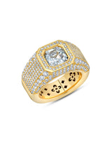Mens Asscher Cut Ring Embelleshed With Pave Stones - CRISLU