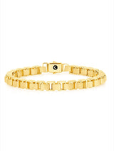 Mens Box Chain Bracelet Finished in 18kt Yellow Gold - CRISLU