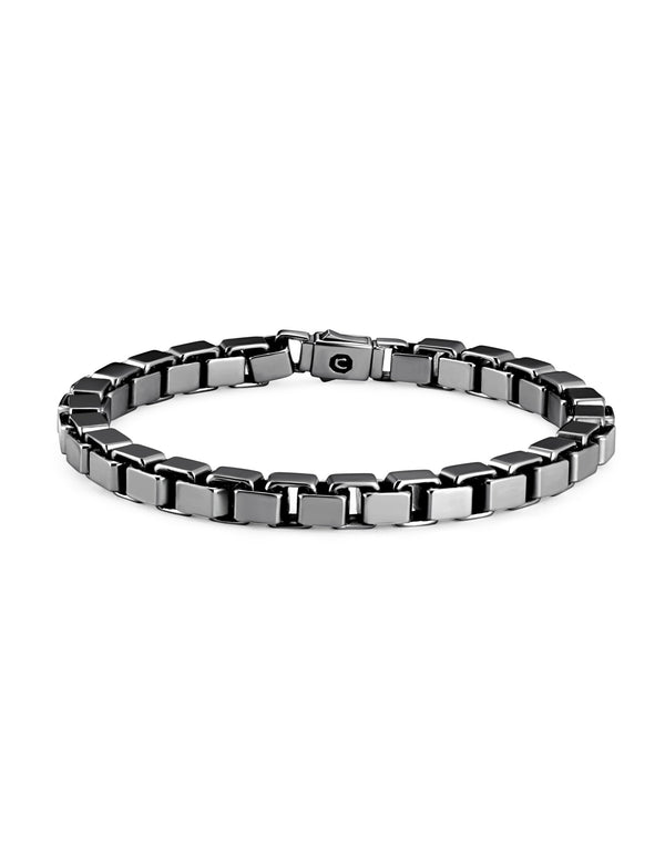 Mens Box Chain Bracelet Finished in Black Rhodium - CRISLU