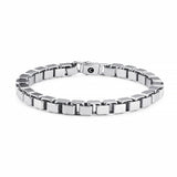 Mens Box Chain Bracelet Finished in Pure Platinum - CRISLU