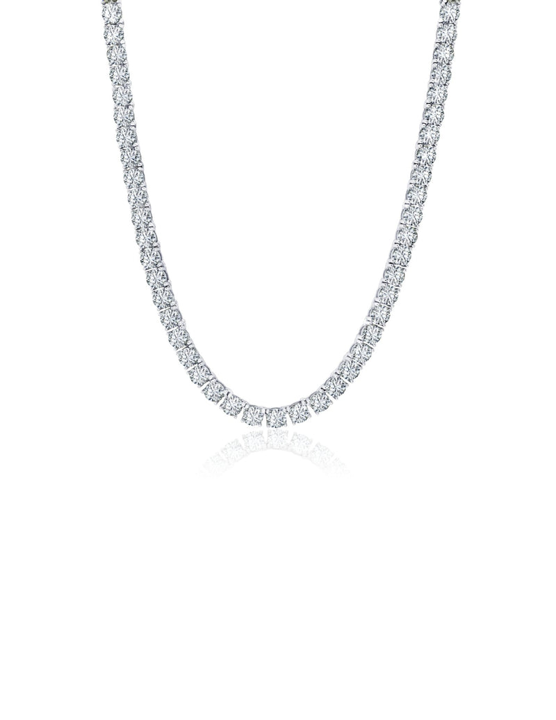 Mens Brilliant Cut Tennis Necklace Finished in Pure Platinum 4mm - CRISLU