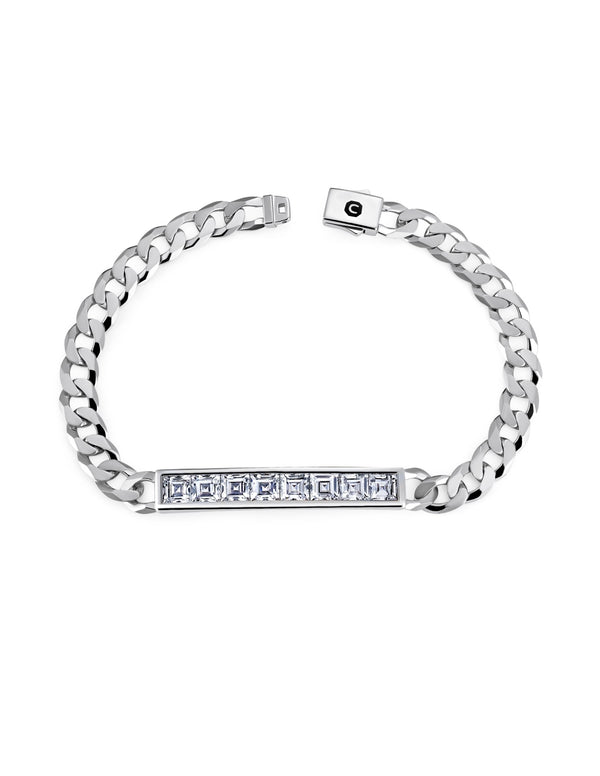 Mens Channel Set ID Bracelet Finished in Pure Platinum - CRISLU