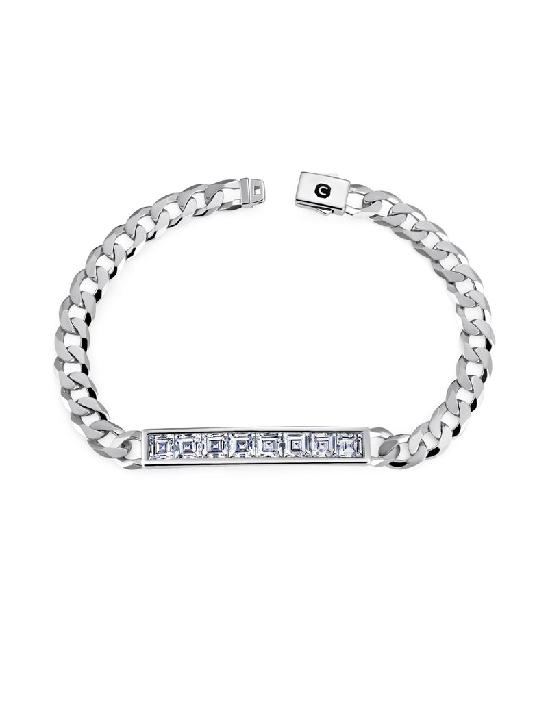 Mens Channel Set ID Bracelet Finished in Pure Platinum - CRISLU