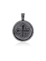 Mens Cross Medallion Pendant With Matching Backplate And Round Cut Stone Borders - CRISLU