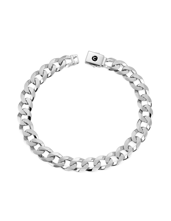 Mens Curb Chain Bracelet Finished in Pure Platinum - CRISLU