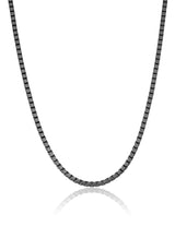 Mens Matte Box Chain Necklace Finished in Black Rhodium - CRISLU