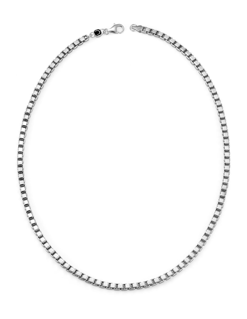 Mens Matte Box Chain Necklace Finished in Pure Platinum - CRISLU