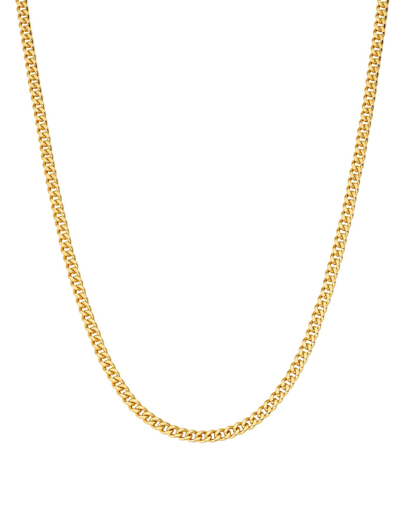 Mens Matte Curb Chain Necklace Finished in 18kt Yellow Gold - CRISLU