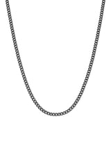 Mens Matte Curb Chain Necklace Finished in Black Rhodium - CRISLU