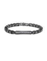 Mens Matte Large Box Chain Pave ID Bracelet in Black Rhodium - CRISLU