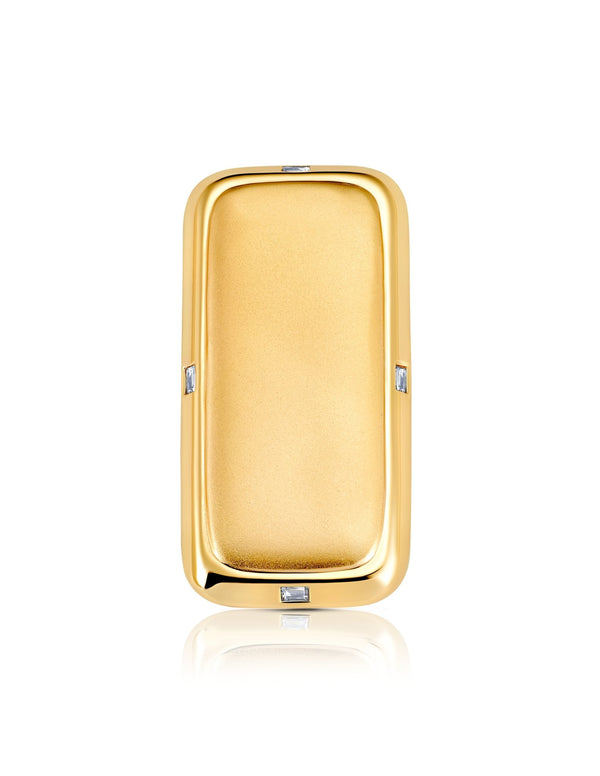 Mens Matte/Shiny Money Clip with Baguettes Finished in 18kt Yellow Gold - CRISLU