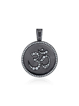 Mens 'OM' Medallion Pendant With Matching Backplate And Round Cut Stone Borders - CRISLU