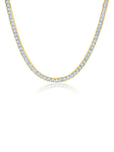 Mens Princess Cut 3mm Tennis Necklace Finished in 18kt Yellow Gold - CRISLU