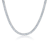 Mens Princess Cut 3mm Tennis Necklace Finished in Pure Platinum - CRISLU