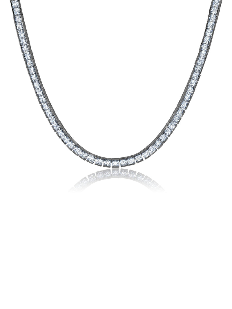 Princess cut online diamond tennis necklace
