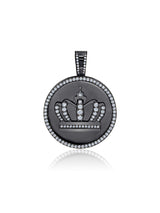 Mens Royal Crown Medallion Pendant With Matching Backplate And Round Cut Stone Borders - CRISLU
