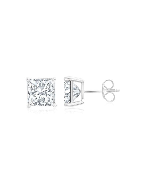 Mens Square Cut CZ Stud in Pure Platinum - CRISLU