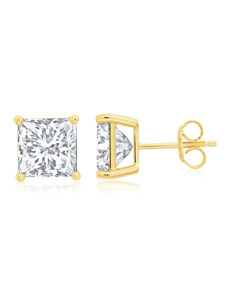 Mens Square Cut Studs Finished in 18kt Yellow Gold - CRISLU