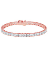 Mens Square Cut Tennis Bracelet Finished in 18kt Rose Gold - CRISLU