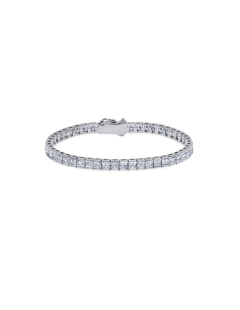 Mens Square Cut Tennis Bracelet Finished in Pure Platinum - CRISLU