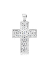 Mens Square Princess Cut Cross Pendant With Side Baguette Stones - CRISLU