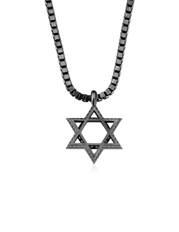 Mens Star of David Necklace Finished in Black Rhodium - CRISLU