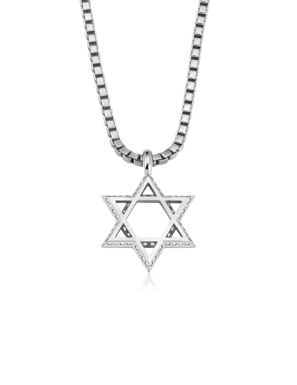 Mens Star of David Necklace Finished in Pure Platinum - CRISLU