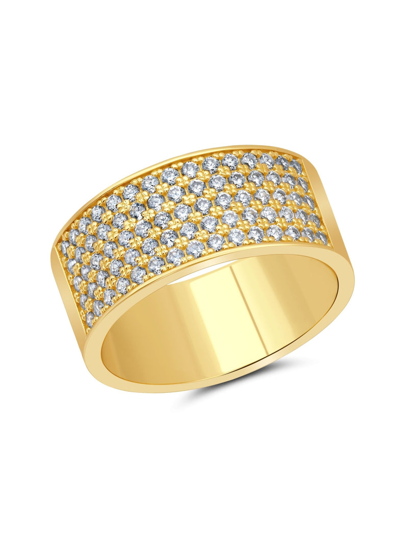 Mens Thick Band Ring Embelleshed In Pave Stones - CRISLU