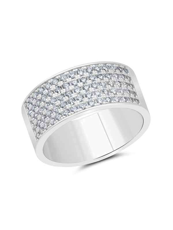 Mens Thick Band Ring Embelleshed In Pave Stones - CRISLU