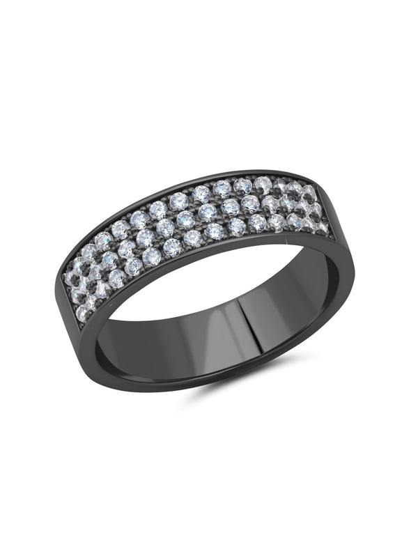 Mens Thin Band Ring Embelleshed In Pave Stones - CRISLU