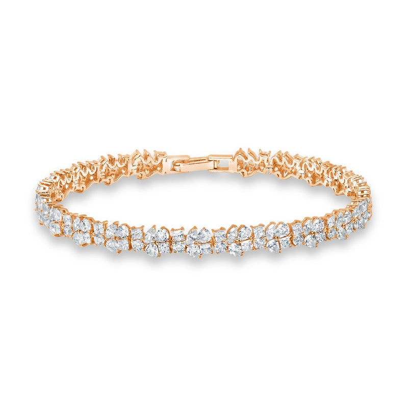 Multi Cluster Bracelet Finished in Rose Gold - CRISLU