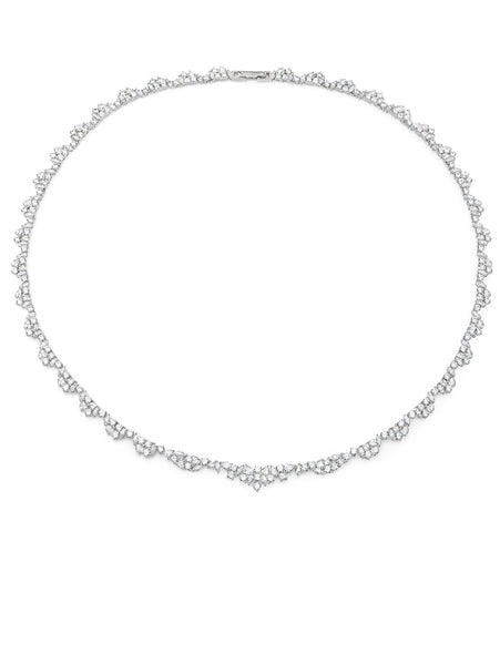 10mm Baguette Clustered Tennis Chain in White Gold - Helloice Bijoux