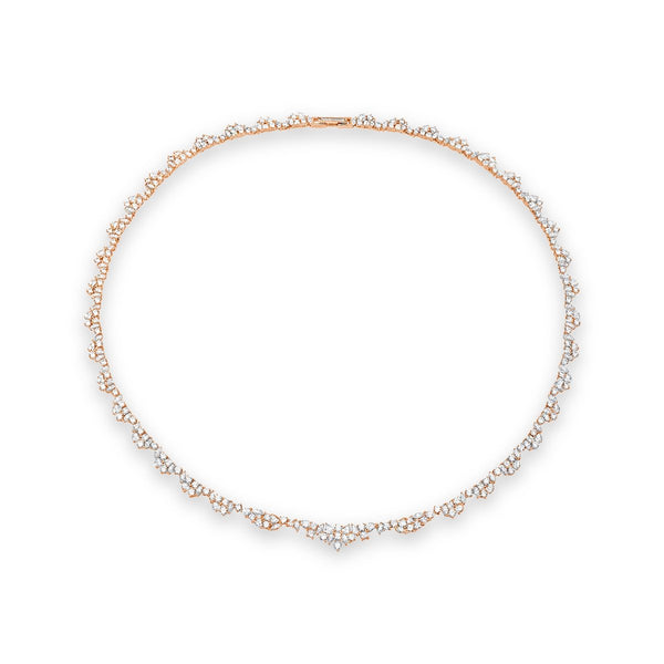 Multi Cluster Tennis Necklace Finished in Rose Gold - CRISLU