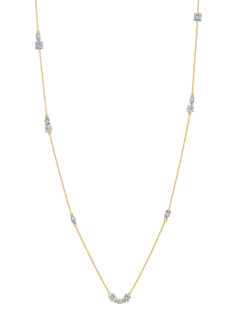 Multi Shape Necklace Finished in 18kt Yellow Gold - CRISLU