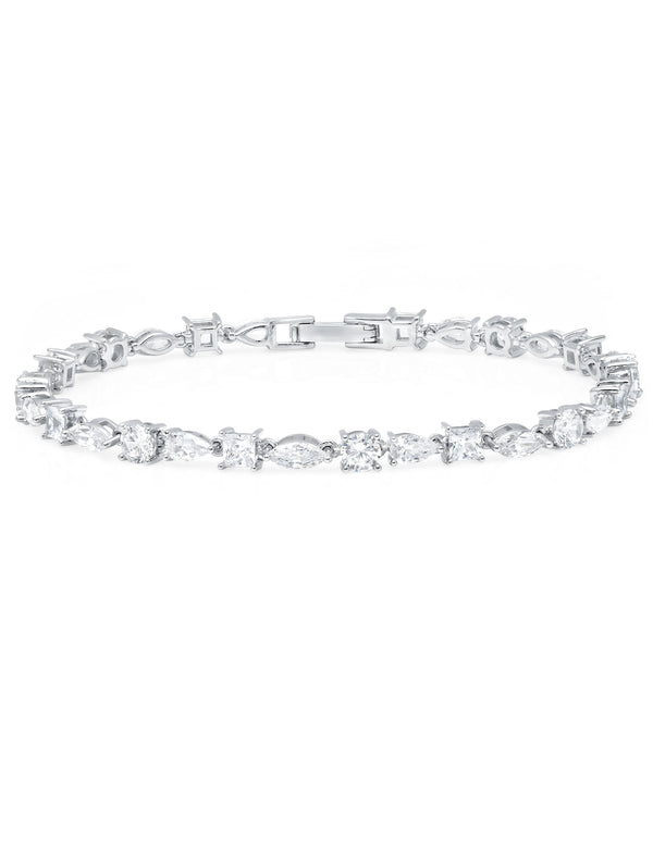 Multi Shape Tennis Bracelet Finished in Pure Platinum - CRISLU