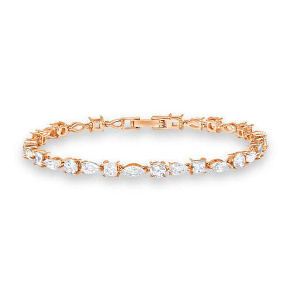 Multi Shape Tennis Bracelet Finished in Rose Gold - CRISLU