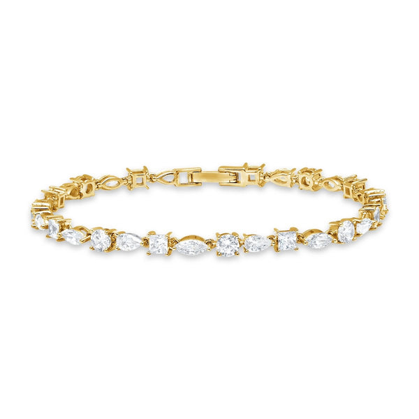 Multi Shape Tennis Bracelet Finished in Yellow Gold - CRISLU