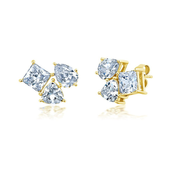 Multicut 3 Stone Post Earring - CRISLU