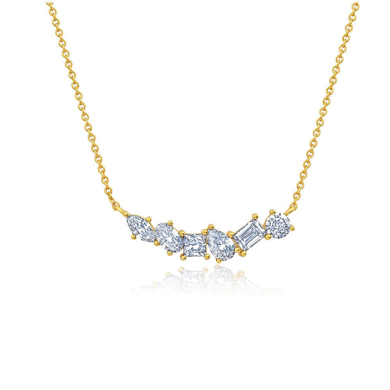 Multicut 6 Stone Bar 16'' Extending Necklace - CRISLU